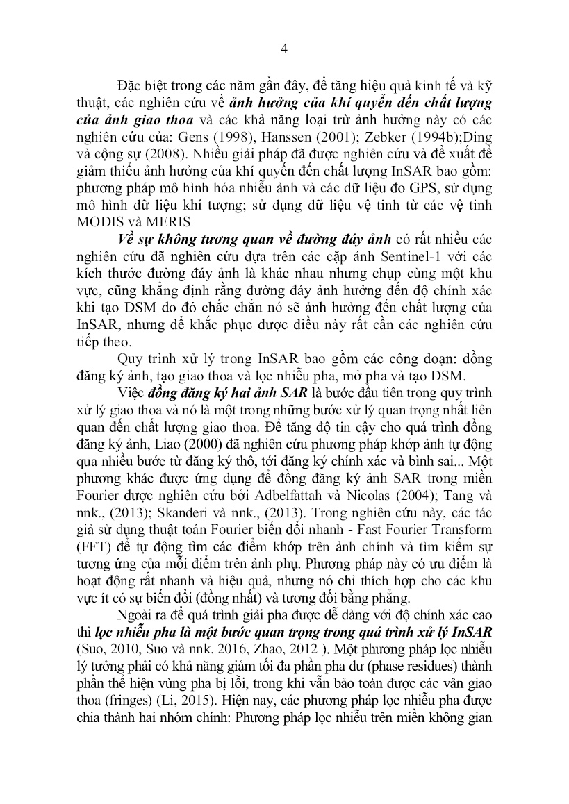 Tóm tắt Luận án Nghiên cứu giải pháp nâng cao độ chính xác của mô hình số bề mặt được thành lập từ ảnh radar trang 6