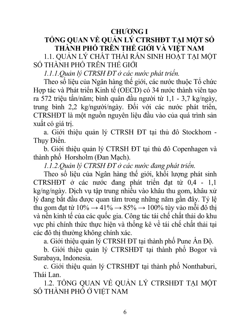Tóm tắt Luận án Quản lý chất thải rắn sinh hoạt của các đô thị loại I vùng Trung Du, miền núi Bắc Bộ - Việt Nam trang 6