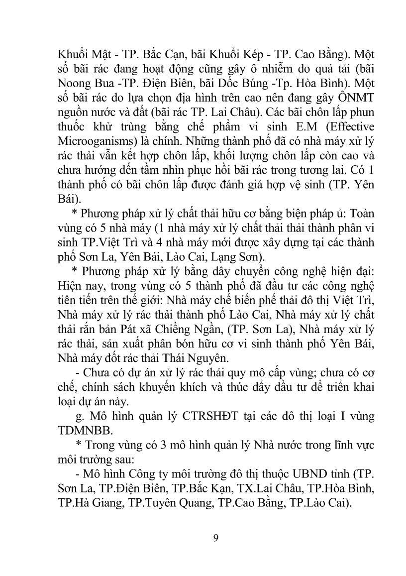 Tóm tắt Luận án Quản lý chất thải rắn sinh hoạt của các đô thị loại I vùng Trung Du, miền núi Bắc Bộ - Việt Nam trang 9