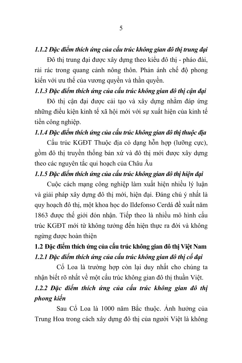 Tóm tắt Luận án Cấu trúc không gian đô thị thích ứng trong quá trình chuyển hóa không gian đô thị Việt Nam trang 7