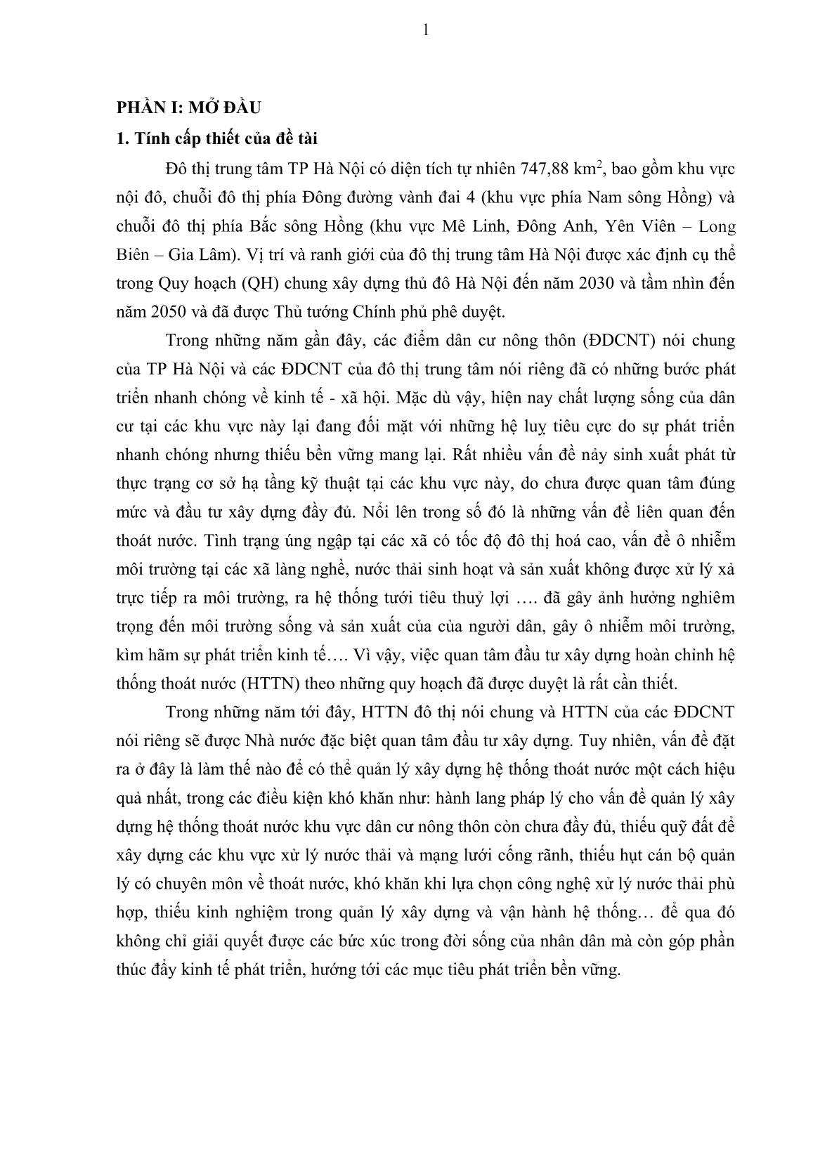 Tóm tắt Luận án Quản lý xây dựng theo quy hoạch hệ thống thoát nước cho các điểm dân cư nông thôn của đô thị trung tâm Thành phố Hà Nội trang 4