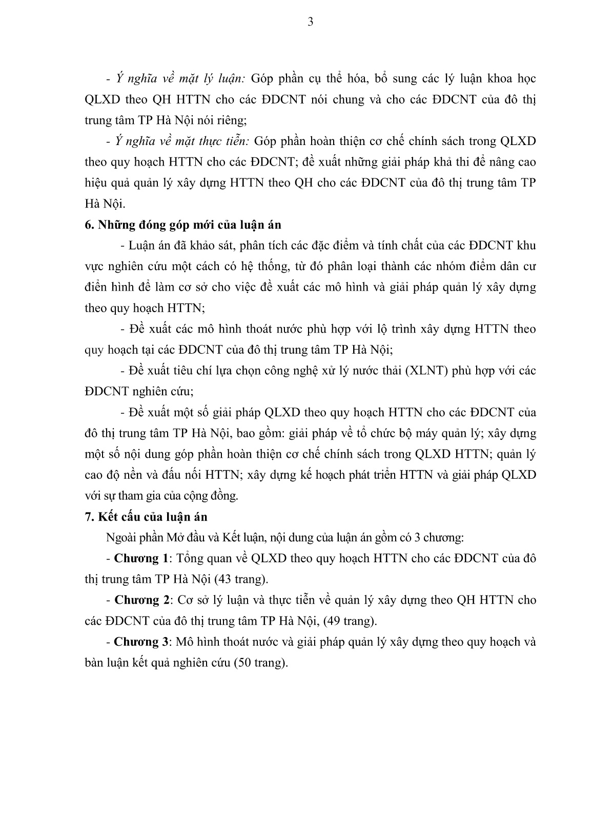 Tóm tắt Luận án Quản lý xây dựng theo quy hoạch hệ thống thoát nước cho các điểm dân cư nông thôn của đô thị trung tâm Thành phố Hà Nội trang 6