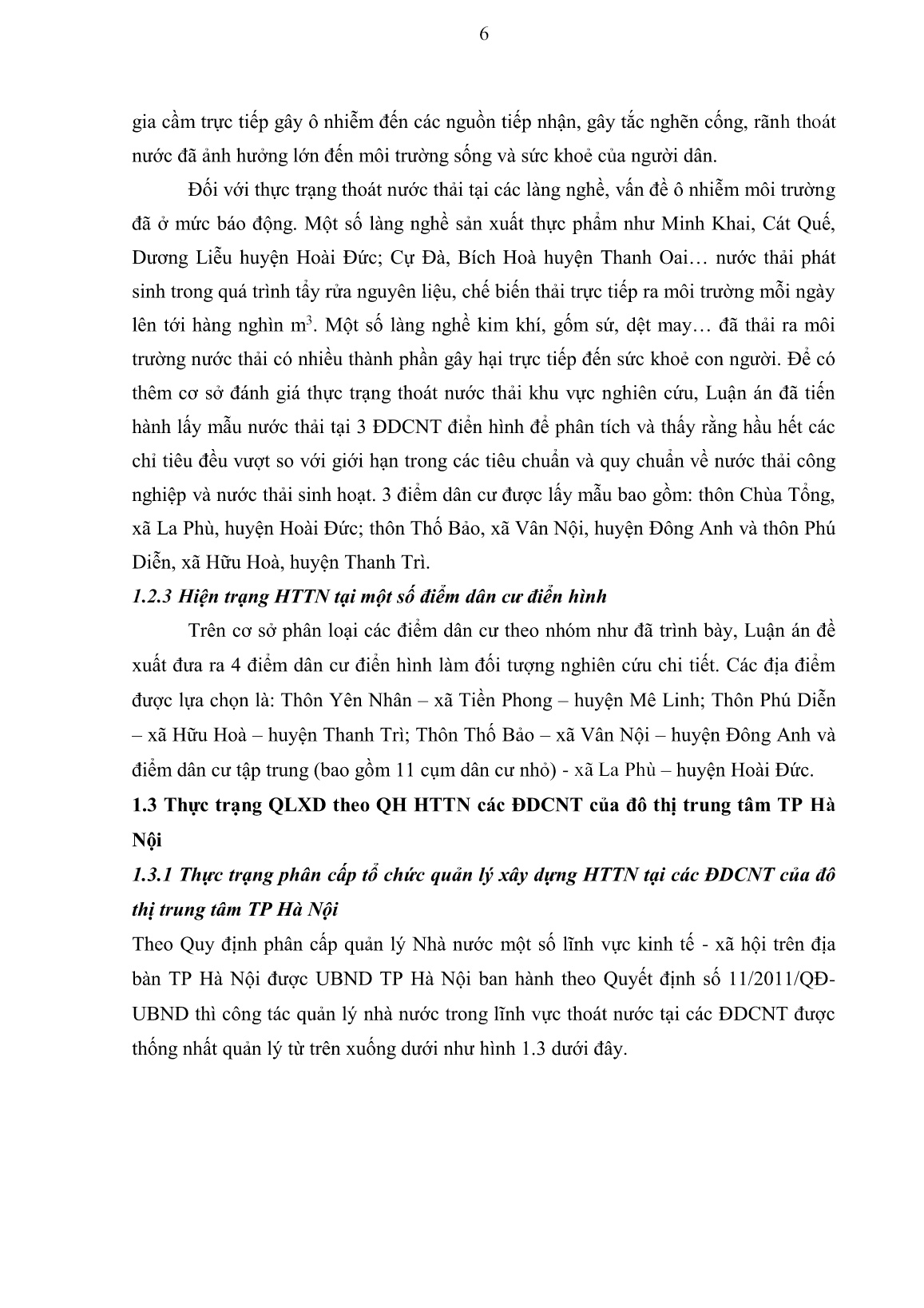 Tóm tắt Luận án Quản lý xây dựng theo quy hoạch hệ thống thoát nước cho các điểm dân cư nông thôn của đô thị trung tâm Thành phố Hà Nội trang 9