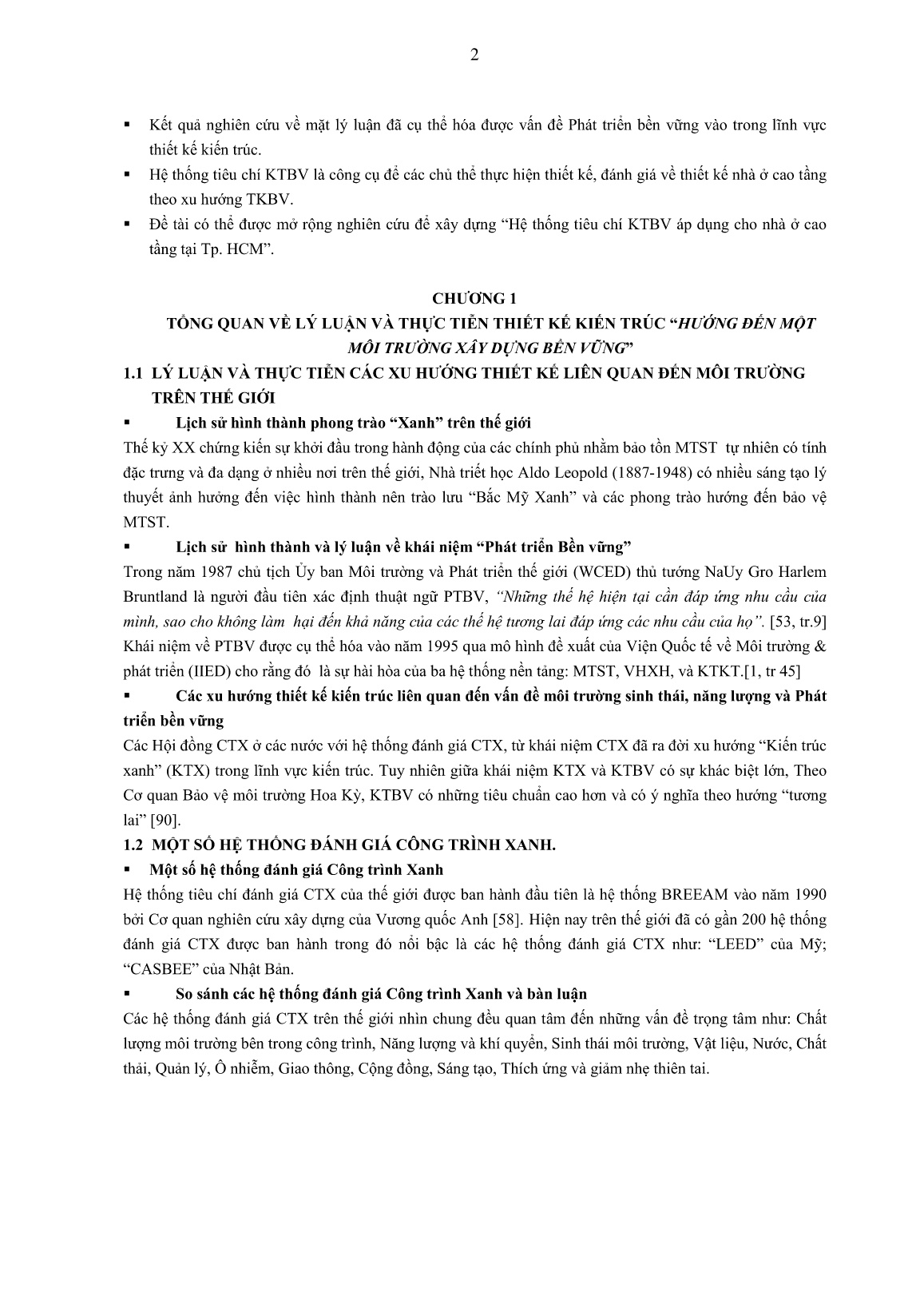 Tóm tắt Luận án Nghiên cứu hệ thống tiêu chí KTBV áp dụng cho thiết kế nhà ở cao tầng tại Tp.HCM trang 2