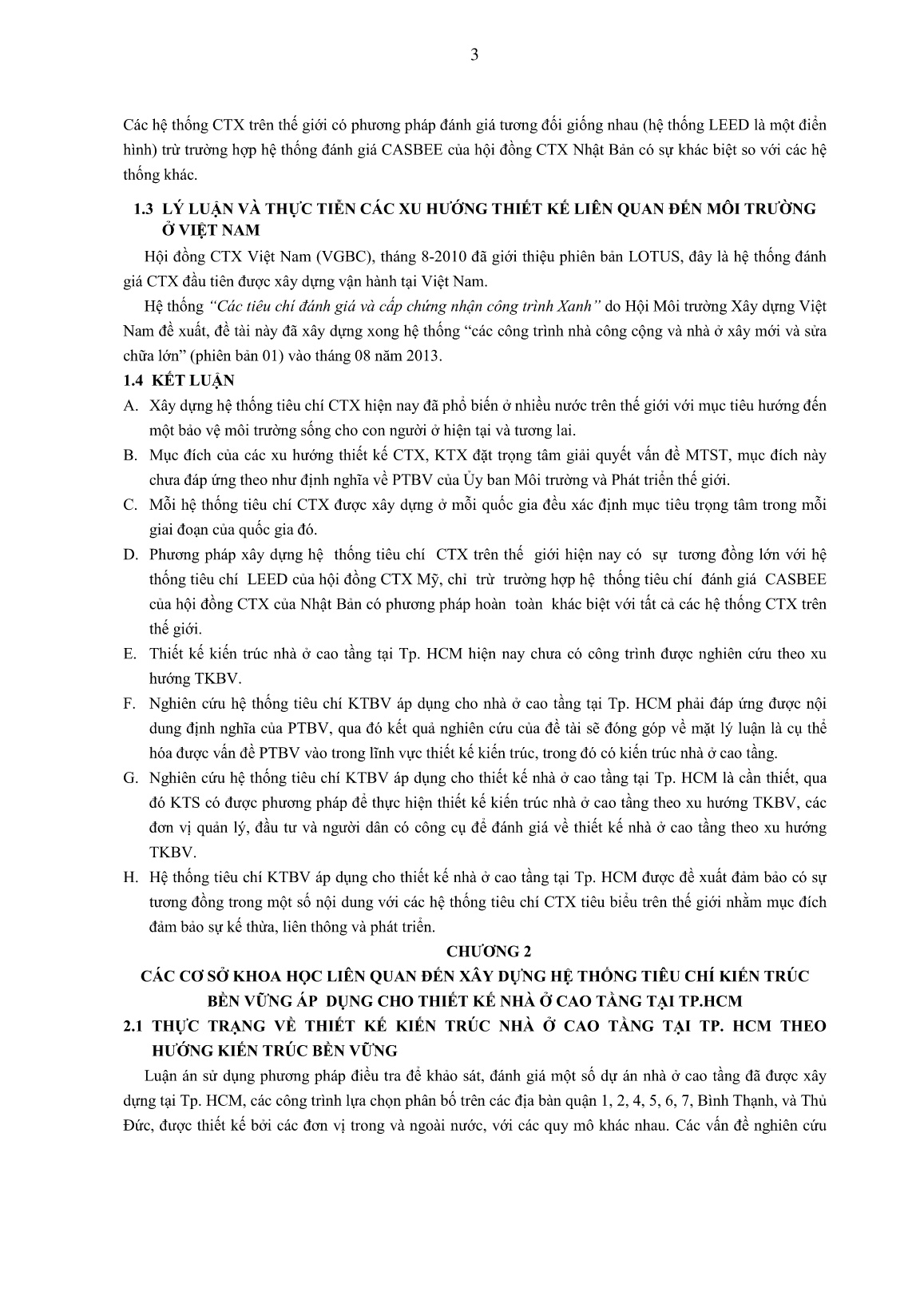 Tóm tắt Luận án Nghiên cứu hệ thống tiêu chí KTBV áp dụng cho thiết kế nhà ở cao tầng tại Tp.HCM trang 3