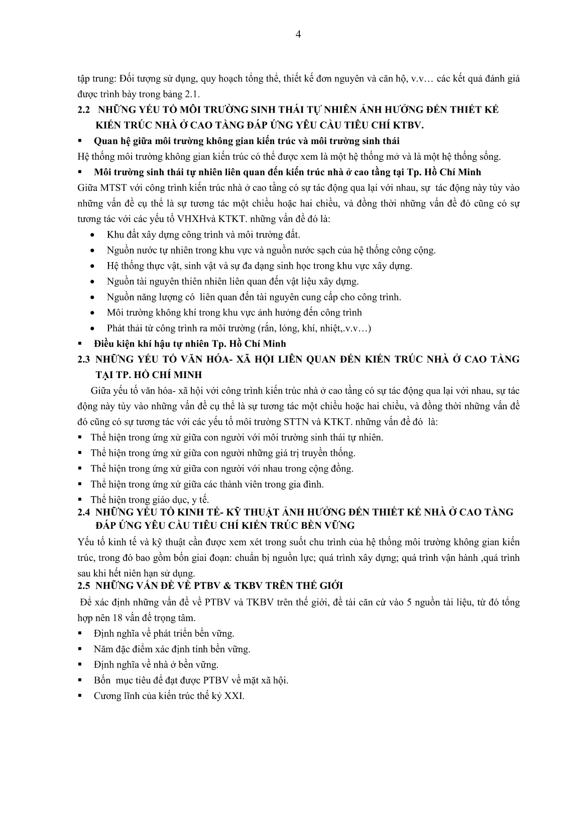 Tóm tắt Luận án Nghiên cứu hệ thống tiêu chí KTBV áp dụng cho thiết kế nhà ở cao tầng tại Tp.HCM trang 4