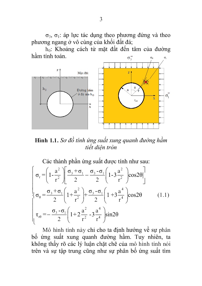 Tóm tắt Luận án Nghiên cứu xác định trạng thái ứng suất ban đầu của đất đá và sự thay đổi của trạng thái ứng suất này khi có CTN trang 3