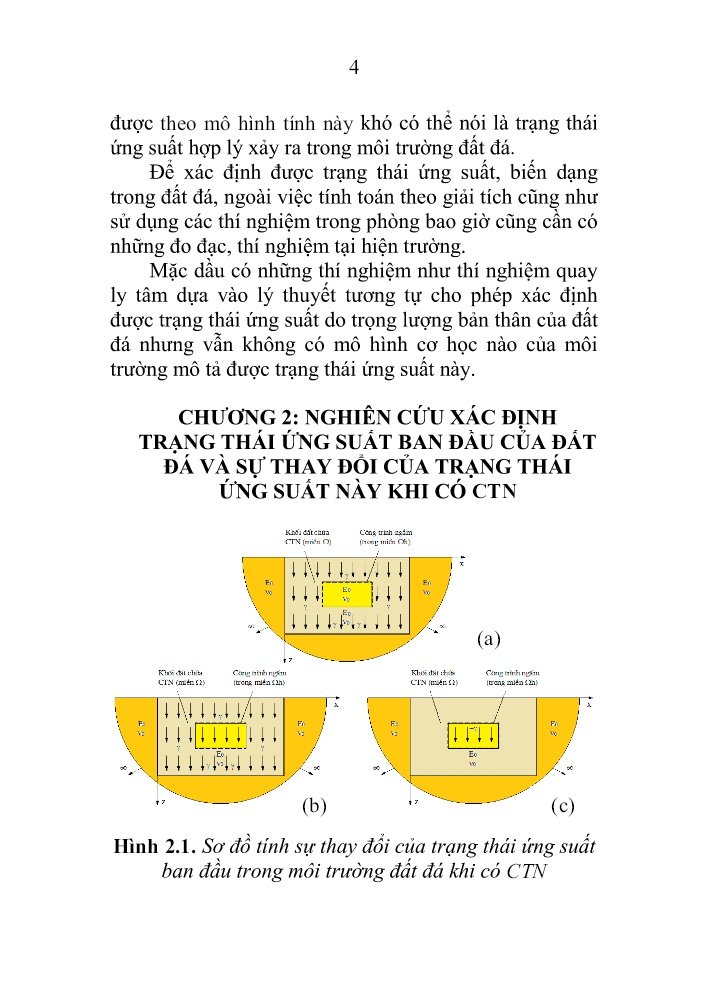 Tóm tắt Luận án Nghiên cứu xác định trạng thái ứng suất ban đầu của đất đá và sự thay đổi của trạng thái ứng suất này khi có CTN trang 4