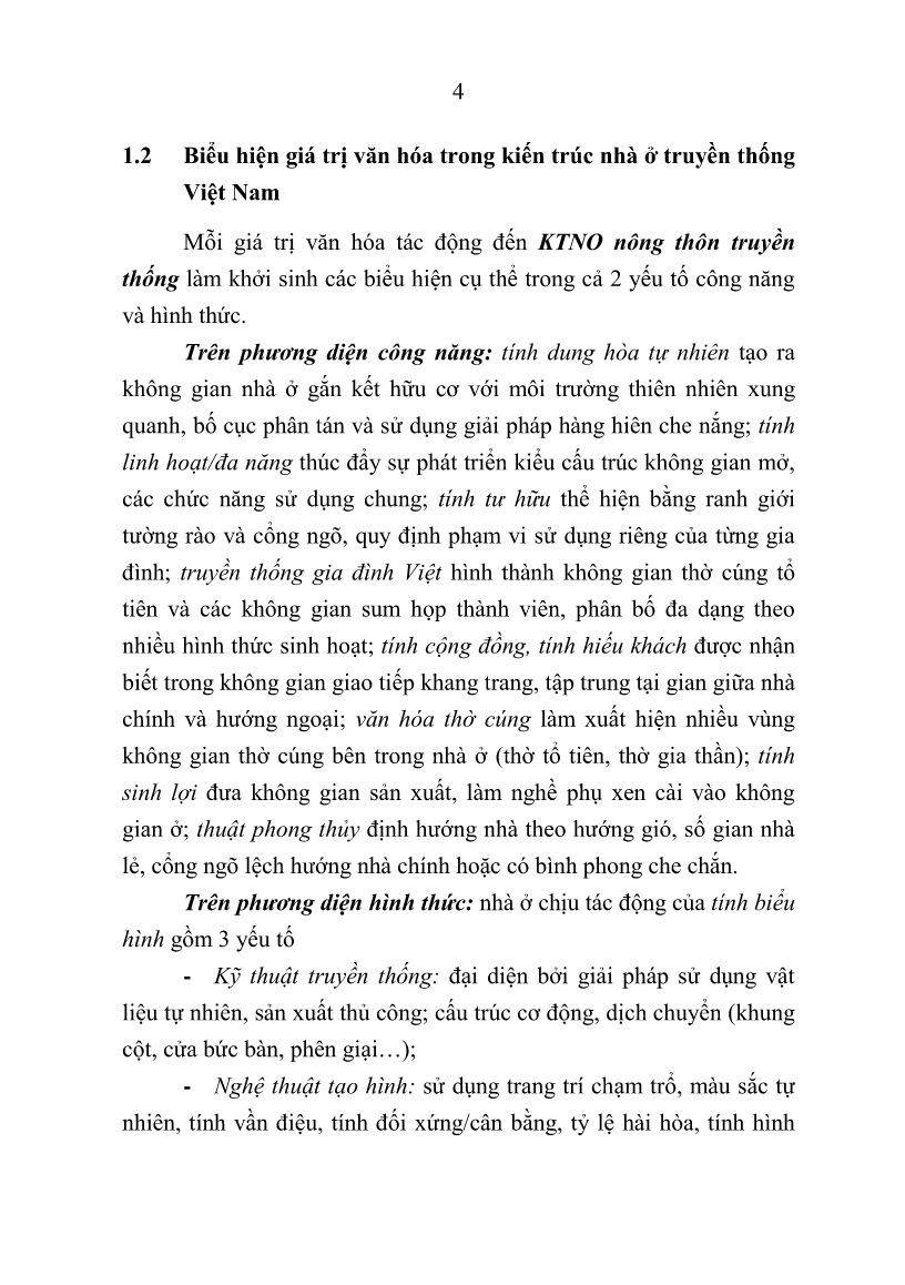 Tóm tắt Luận án Đặc trưng khai thác văn hóa truyền thống trong kiến trúc nhà ở tại các đô thị lớn Việt Nam trang 6