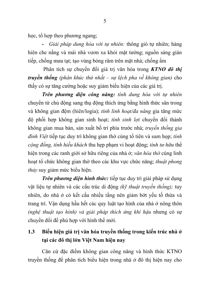 Tóm tắt Luận án Đặc trưng khai thác văn hóa truyền thống trong kiến trúc nhà ở tại các đô thị lớn Việt Nam trang 7