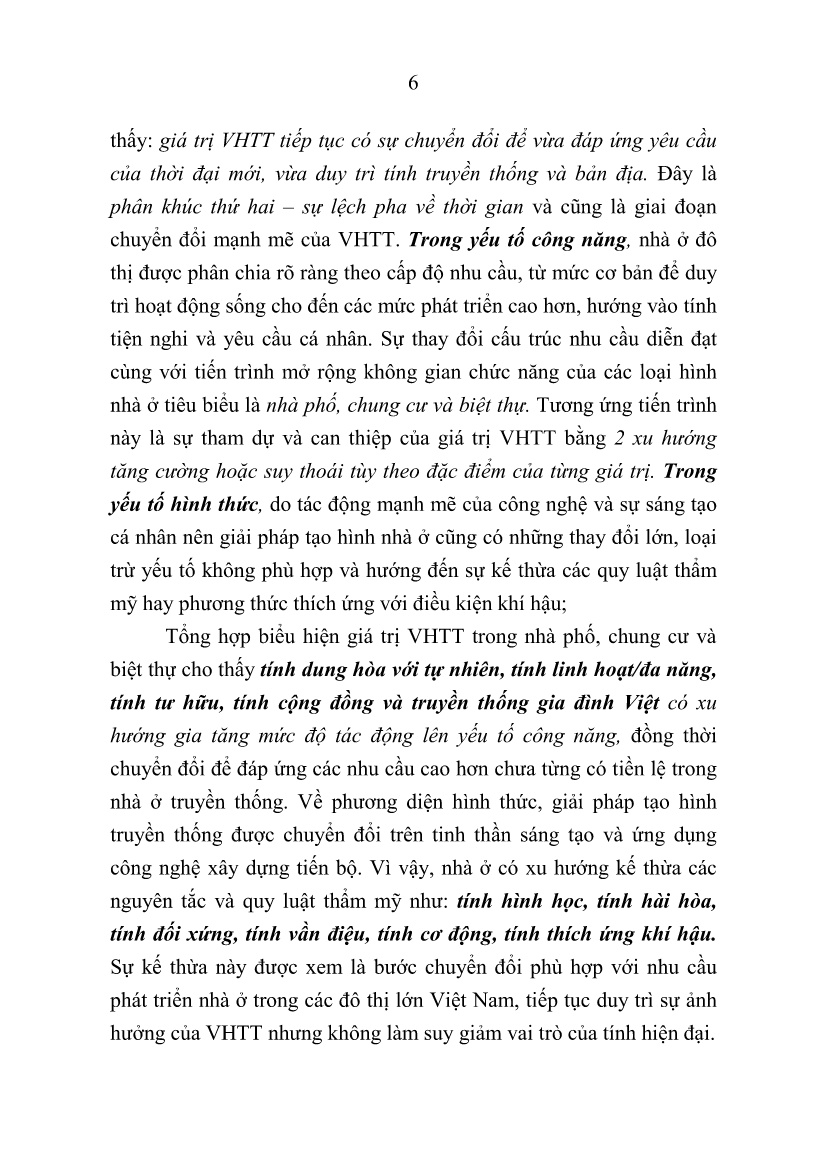 Tóm tắt Luận án Đặc trưng khai thác văn hóa truyền thống trong kiến trúc nhà ở tại các đô thị lớn Việt Nam trang 8