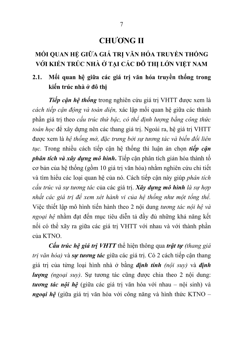 Tóm tắt Luận án Đặc trưng khai thác văn hóa truyền thống trong kiến trúc nhà ở tại các đô thị lớn Việt Nam trang 9