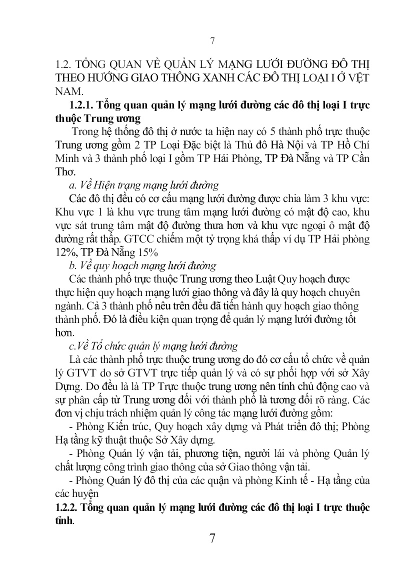 Tóm tắt Luận án Giải pháp quản lý mạng lưới đường các đô thị loại i thuộc tỉnh vùng đồng bằng sông Hồng theo hướng giao thông xanh trang 9