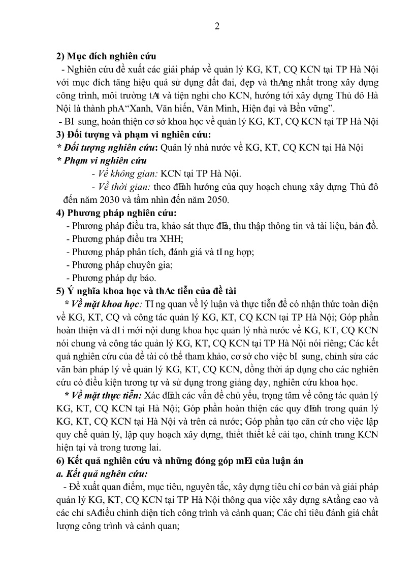 Tóm tắt Luận án Quản lý không gian, kiến trúc, cảnh quan khu công nghiệp tại Thành phố Hà Nội trang 4