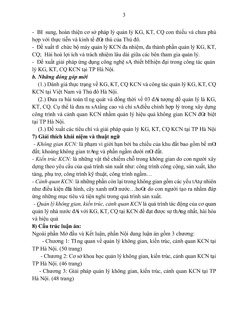 Tóm tắt Luận án Quản lý không gian, kiến trúc, cảnh quan khu công nghiệp tại Thành phố Hà Nội trang 5