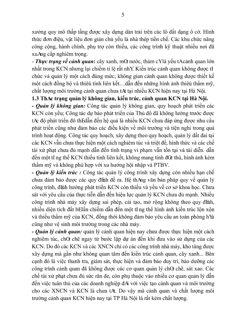 Tóm tắt Luận án Quản lý không gian, kiến trúc, cảnh quan khu công nghiệp tại Thành phố Hà Nội trang 7