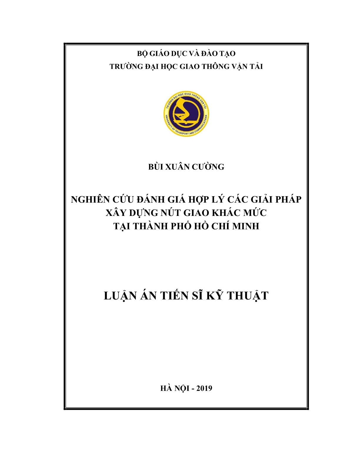 Luận án Nghiên cứu đánh giá hợp lý các giải pháp xây dựng nút giao khác mức tại Thành phố Hồ Chí Minh trang 1