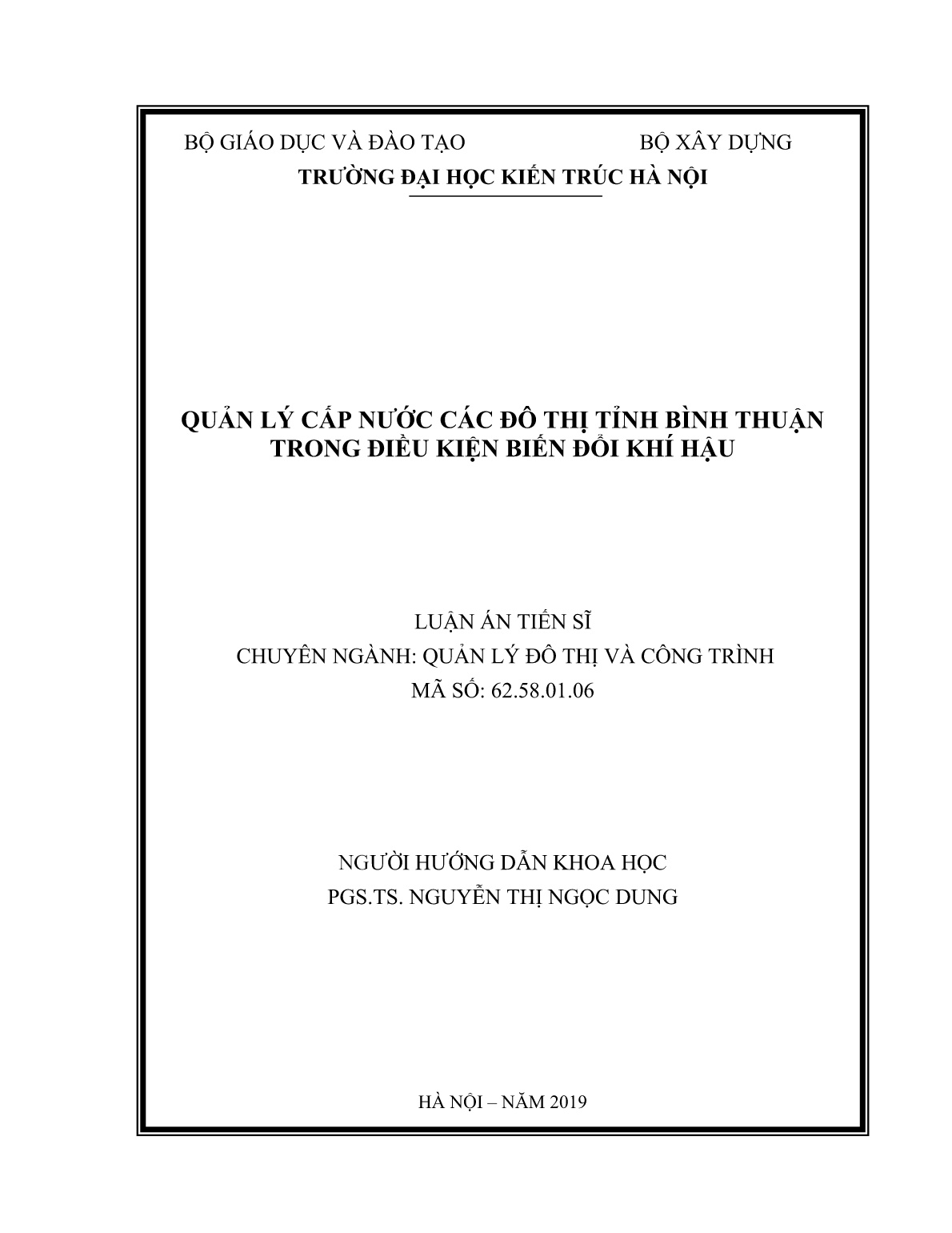 Luận án Quản lý cấp nước các đô thị tỉnh Bình Thuận trong điều kiện biến đổi khí hậu trang 2