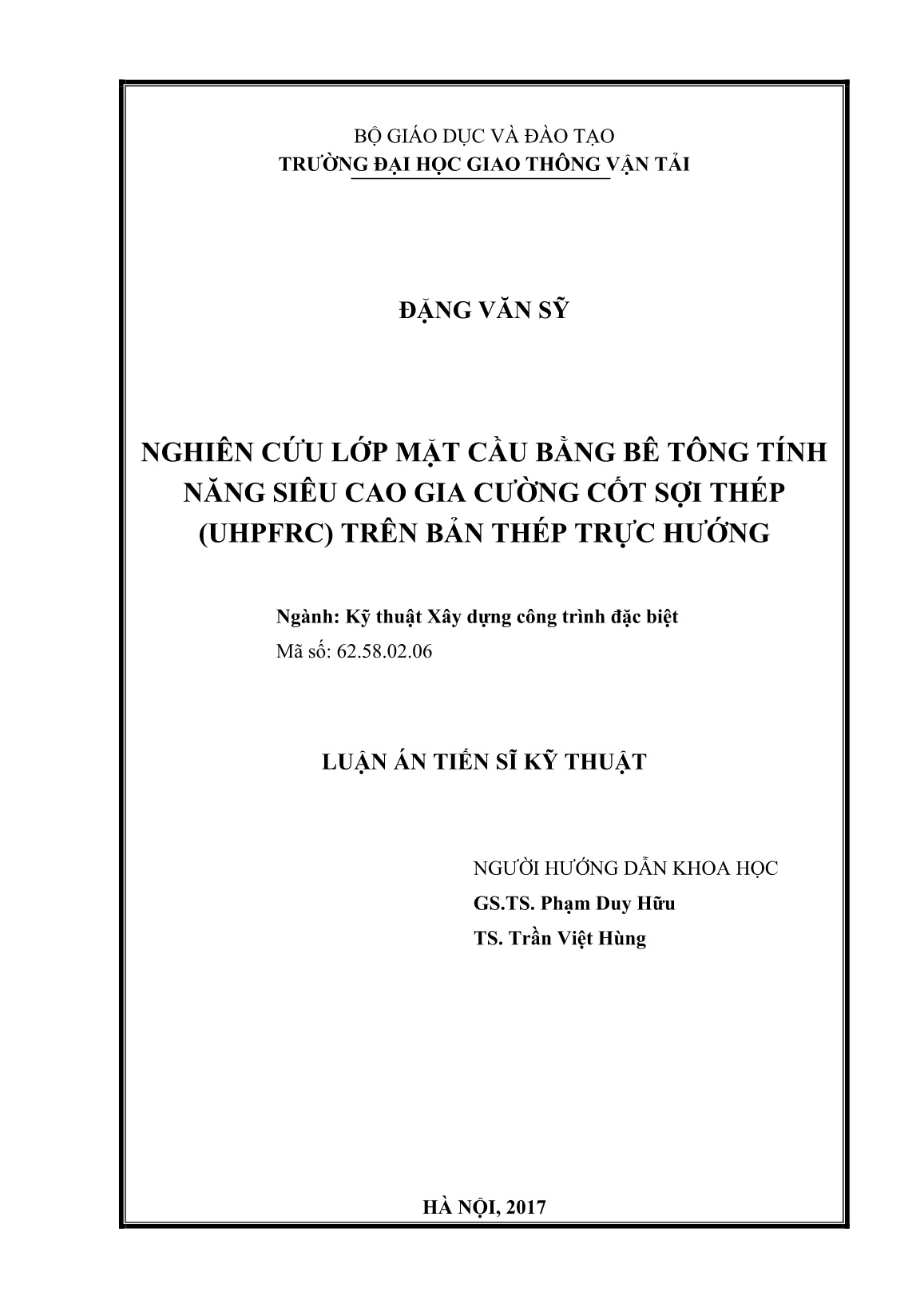 Luận án Nghiên cứu lớp mặt cầu bằng bê tông tính năng siêu cao gia cường cốt sợi thép (UHPFRC) trên bản thép trực hướng trang 2