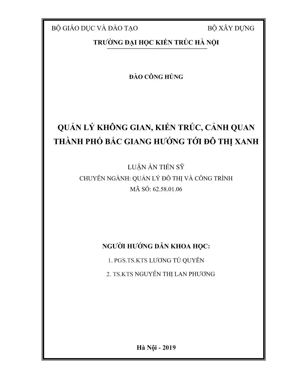 Luận án Quản lý không gian, kiến trúc, cảnh quan Thành phố Bắc Giang hướng tới đô thị xanh trang 2