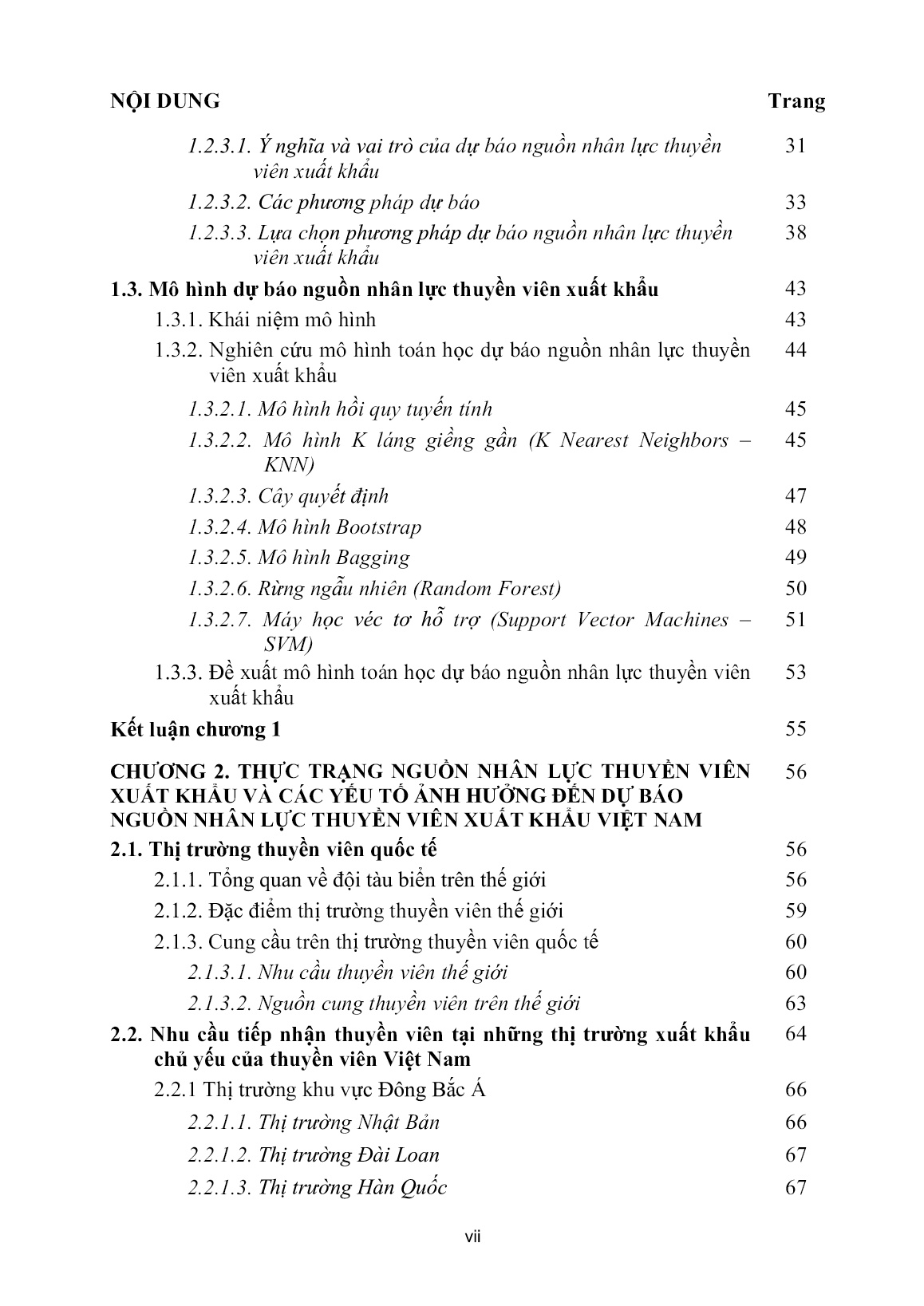 Luận án Nghiên cứu xây dựng mô hình dự báo nguồn nhân lực thuyền viên xuất khẩu Việt Nam trang 7