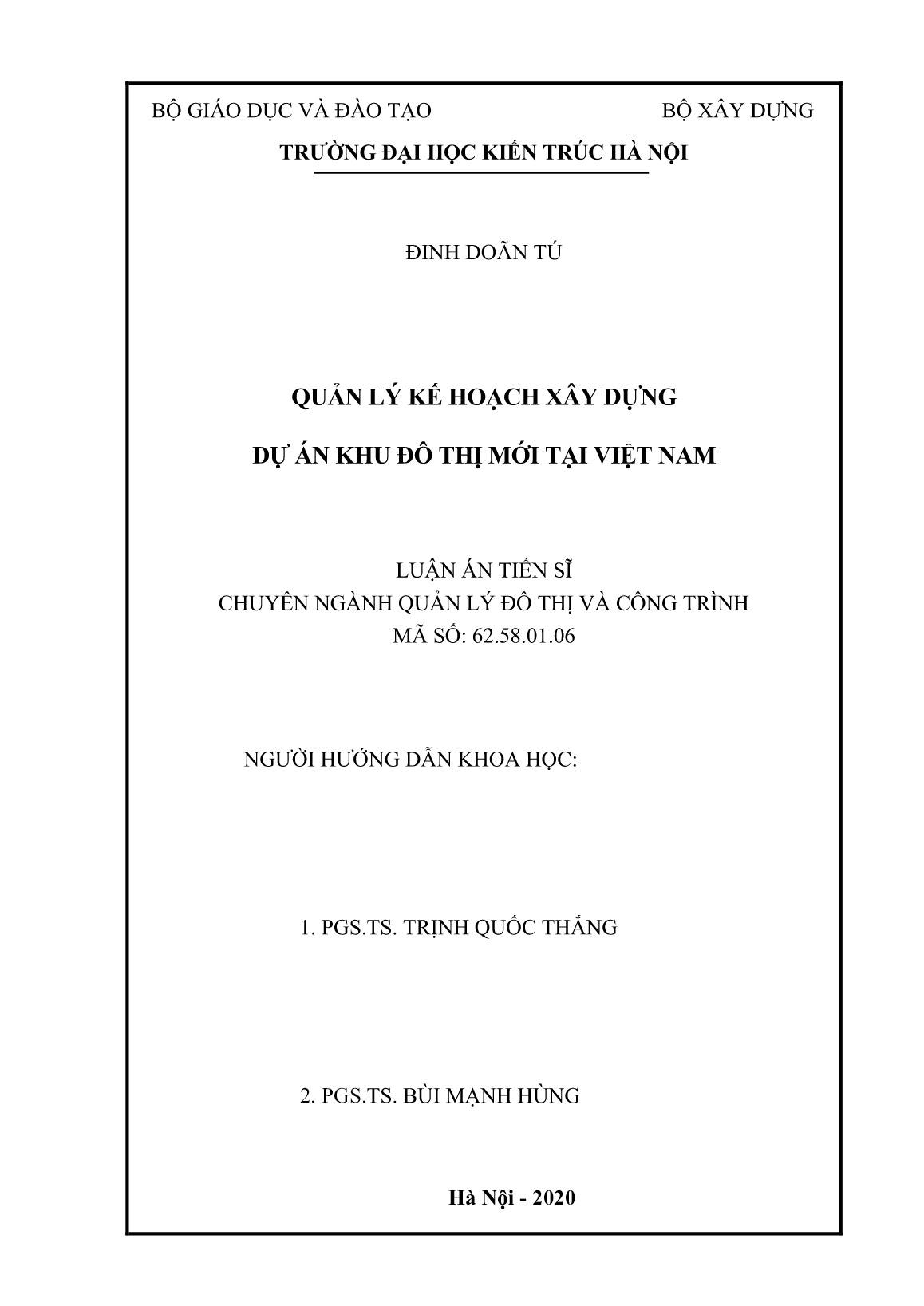 Luận án Quản lý kế hoạch xây dựng dự án khu đô thị mới tại Việt Nam trang 2