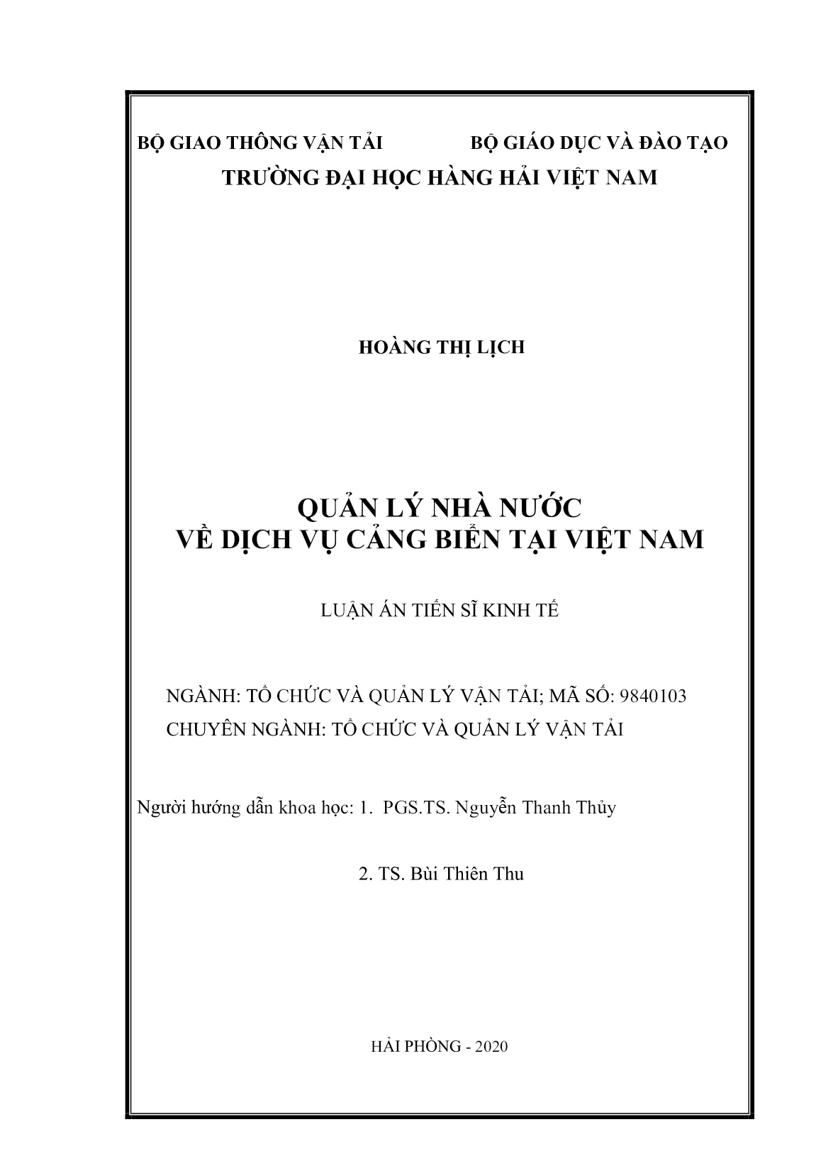 Luận án Quản lý nhà nước về dịch vụ cảng biển tại Việt Nam trang 2