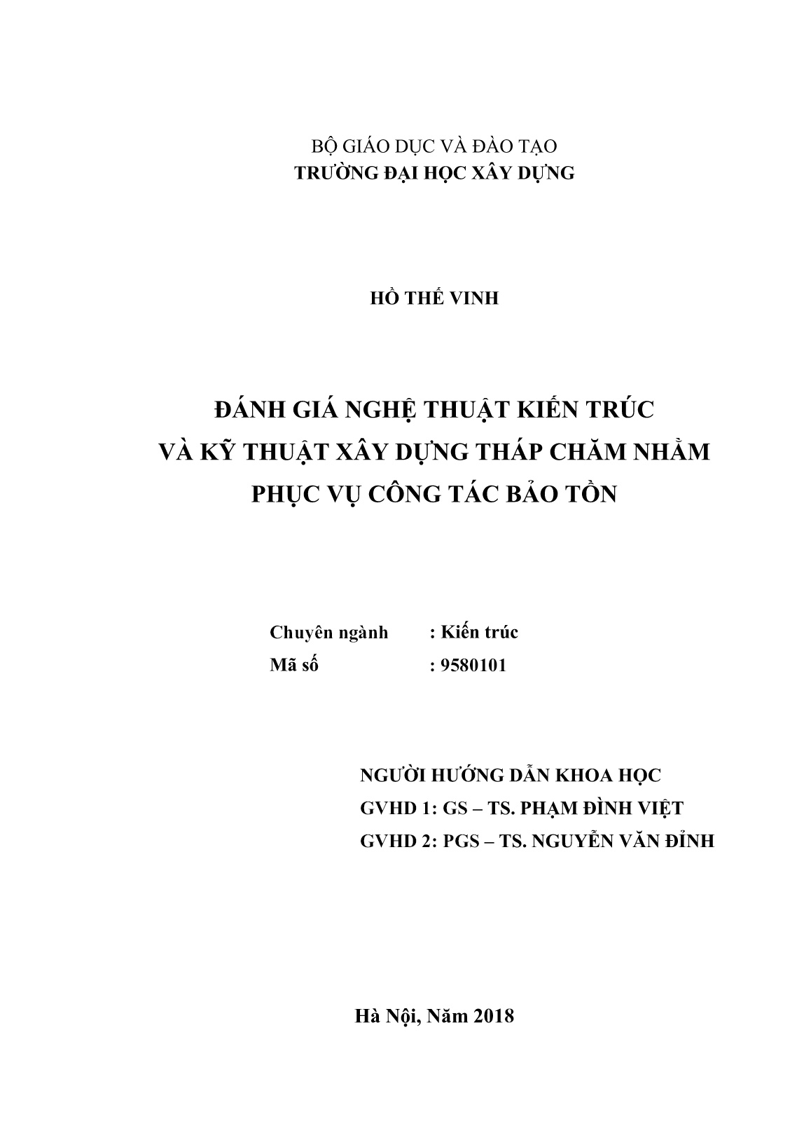 Luận án Đánh giá nghệ thuật kiến trúc và kỹ thuật xây dựng tháp chăm nhằm phục vụ công tác bảo tồn trang 2