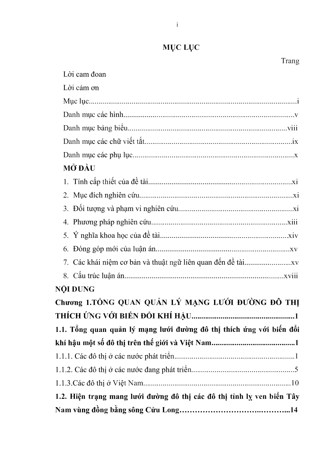 Luận án Quản lý mạng lưới đường đô thị các đô thị tỉnh lỵ ven biển tây nam vùng Đồng bằng sông Cửu Long thích ứng với biến đổi khí hậu trang 5