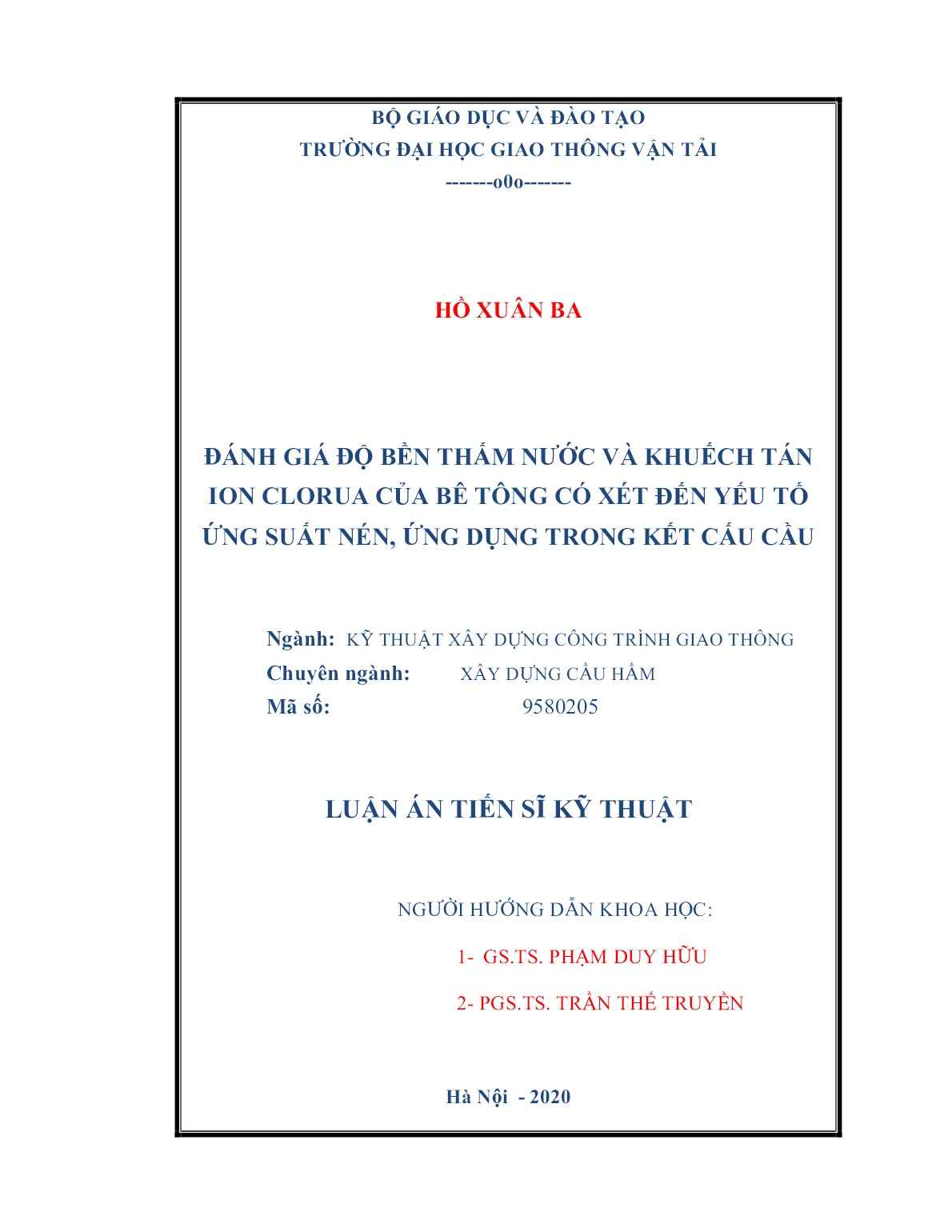 Luận án Đánh giá độ bền thấm nước và khuếch tán ion clorua của bê tông có xét đến yếu tố ứng suất nén, ứng dụng trong kết cấu cầu trang 2