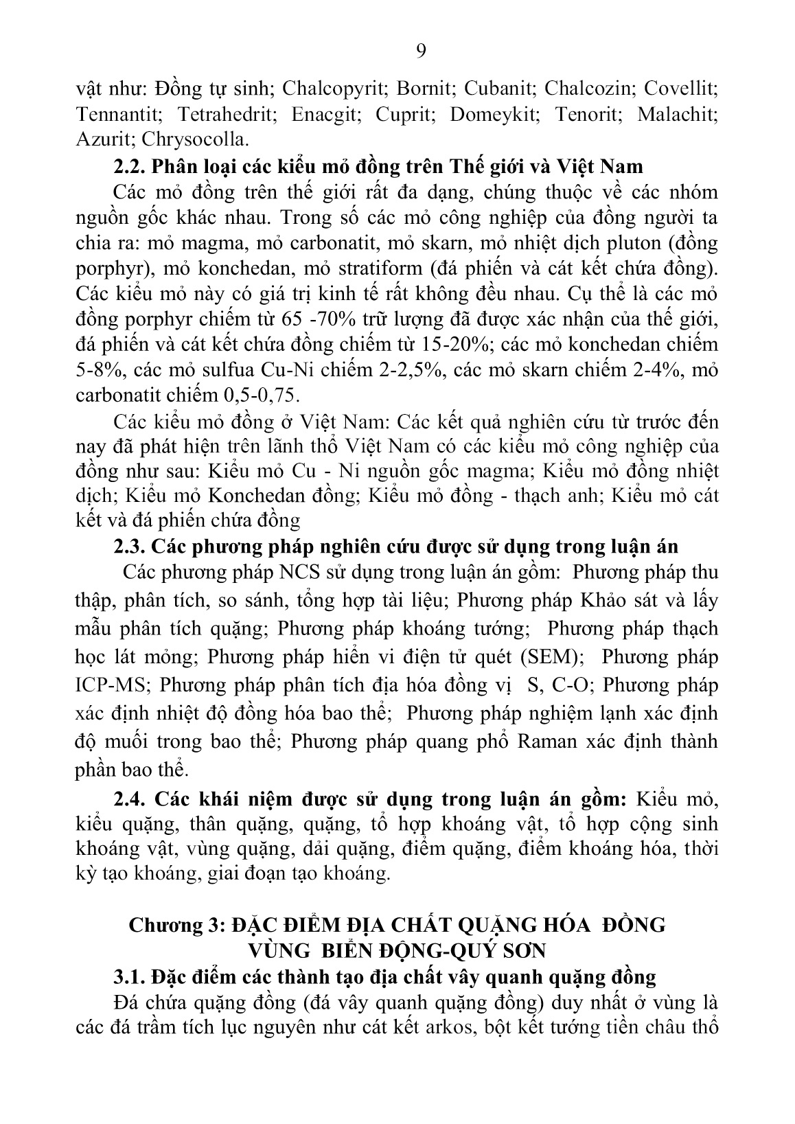 Luận án Đặc điểm quặng hóa đồng trong các thành tạo trầm tích vùng biển động - Quý Sơn trang 9