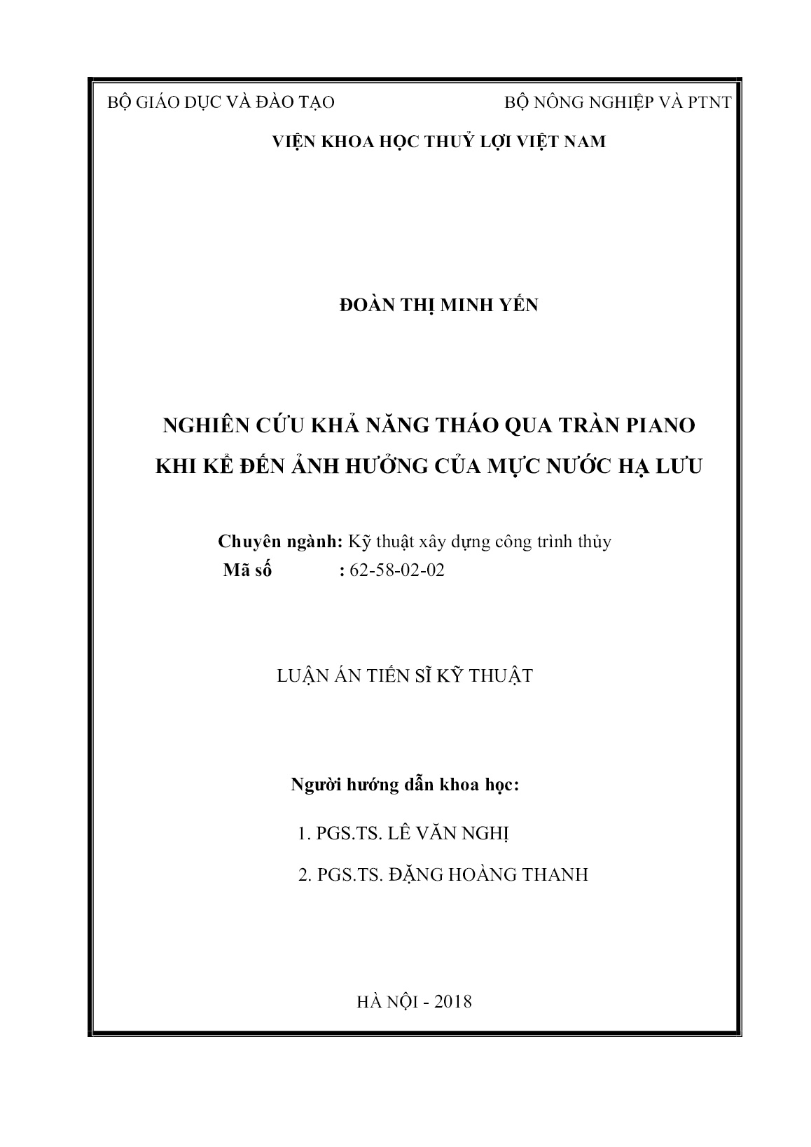 Luận án Nghiên cứu khả năng tháo qua tràn piano khi kể đến ảnh hưởng của mực nước hạ lưu trang 2