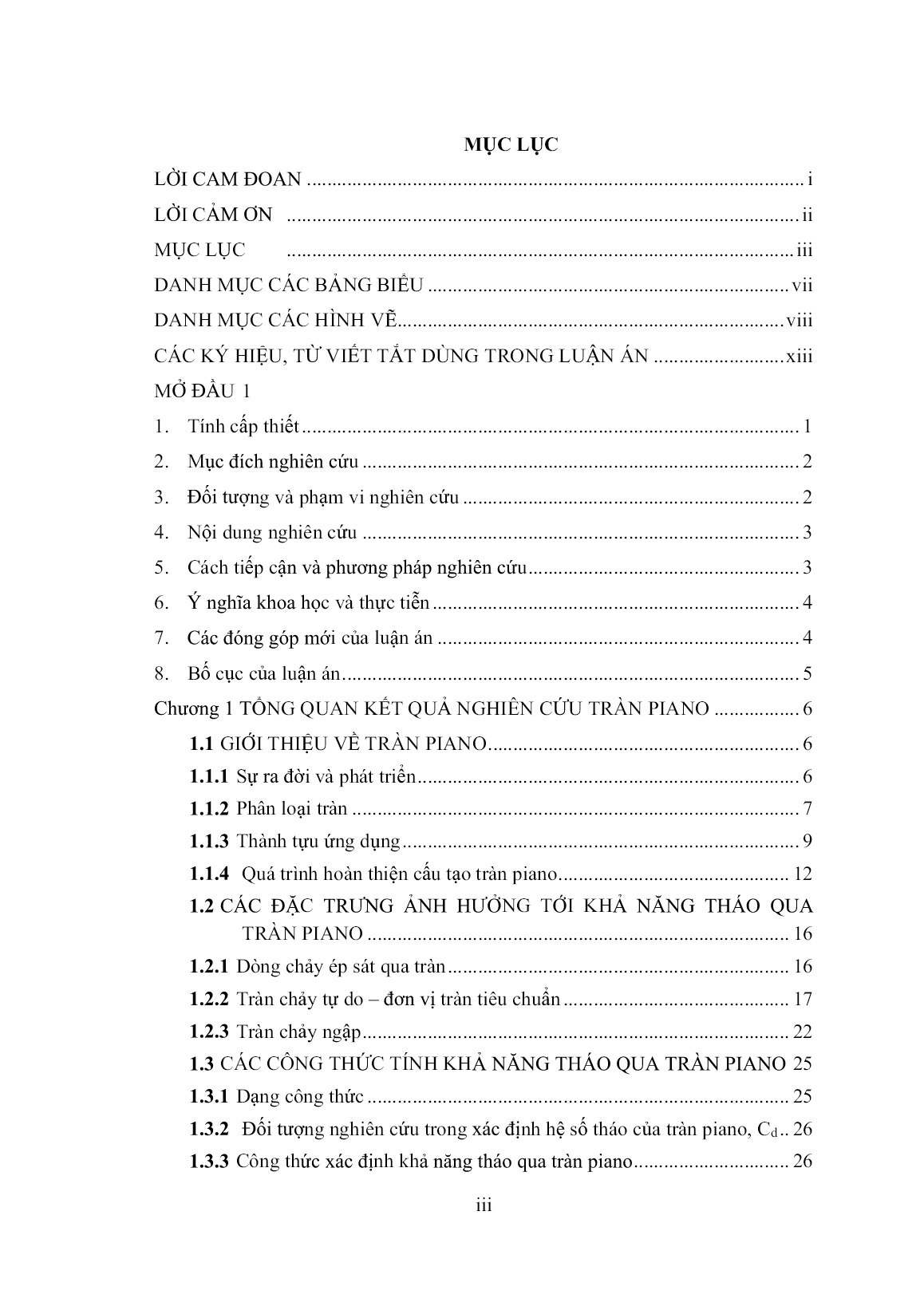 Luận án Nghiên cứu khả năng tháo qua tràn piano khi kể đến ảnh hưởng của mực nước hạ lưu trang 5