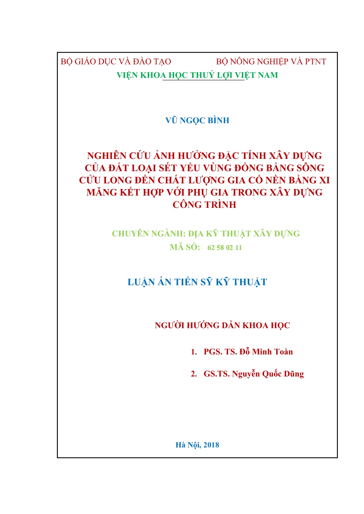 Luận án Nghiên cứu ảnh hưởng đặc tính xây dựng của đất loại sét yếu vùng đồng bằng sông Cửu Long đến chất lượng gia cố nền bằng xi măng kết hợp với phụ gia trong xây dựng công trình trang 2