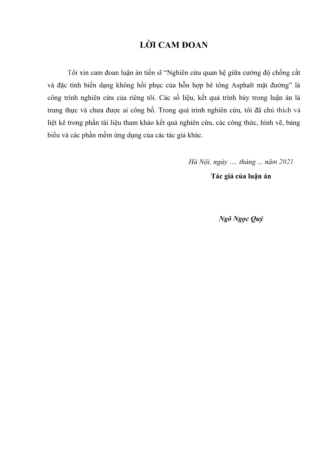 Luận án Nghiên cứu quan hệ giữa cường độ chống cắt và đặc tính biến dạng không hồi phục của hỗn hợp bê tông ASPhalt mặt đường trang 3