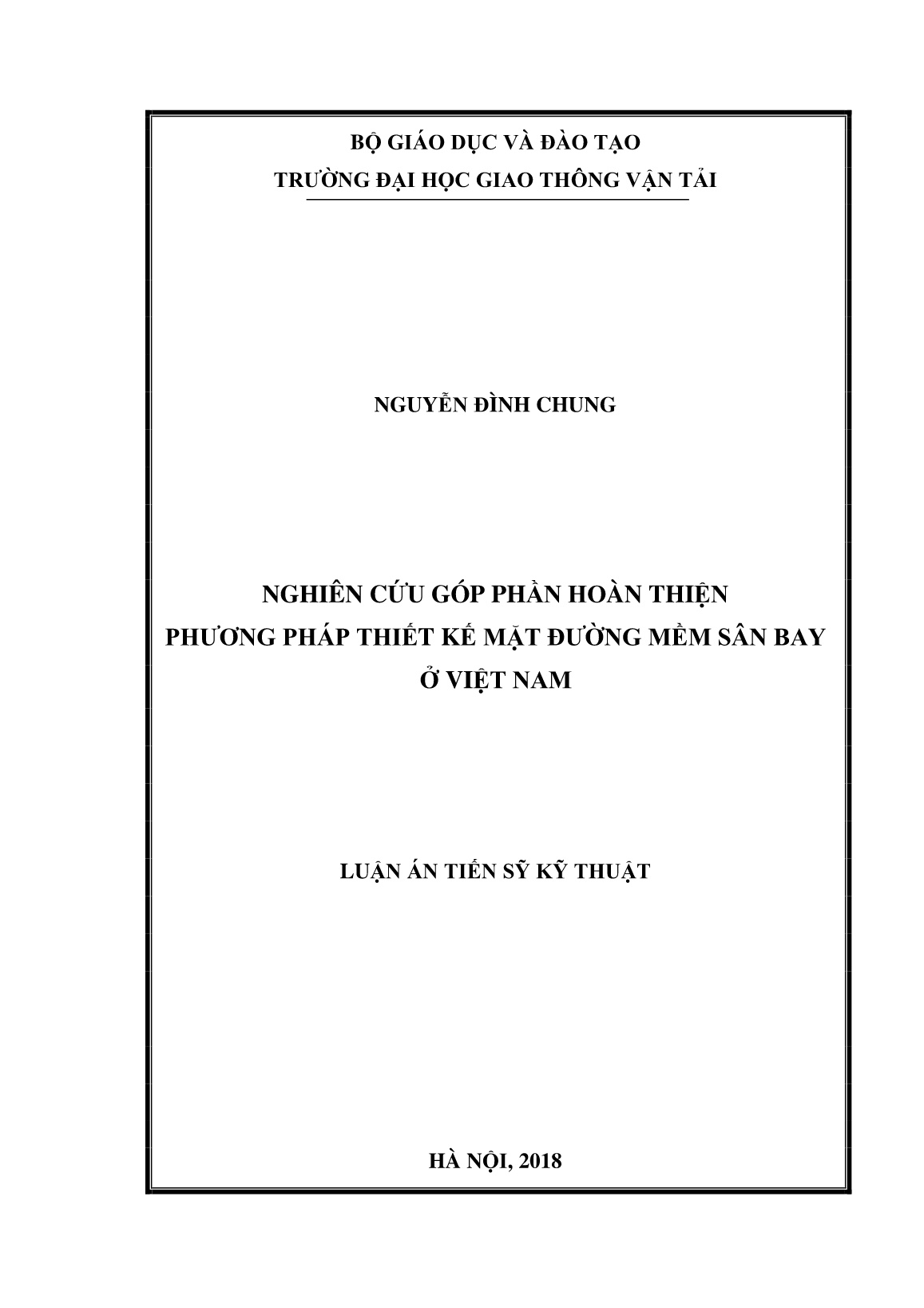 Luận án Nghiên cứu góp phần hoàn thiện phương pháp thiết kế mặt đường mềm sân bay ở Việt Nam trang 1
