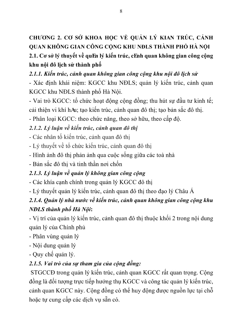 Tóm tắt Luận án Quản lý kiến trúc, cảnh quan không gian công cộng khu nội đô lịch sử Thành phố Hà Nội trang 10
