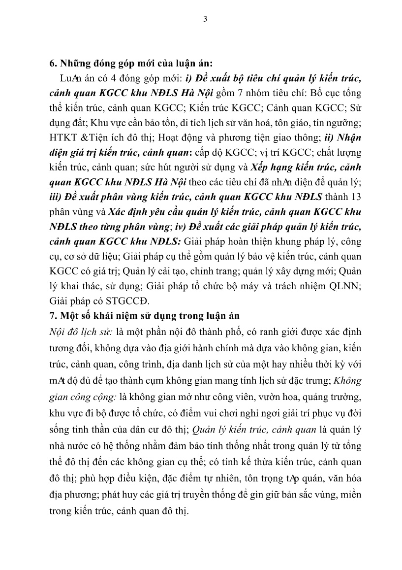 Tóm tắt Luận án Quản lý kiến trúc, cảnh quan không gian công cộng khu nội đô lịch sử Thành phố Hà Nội trang 5