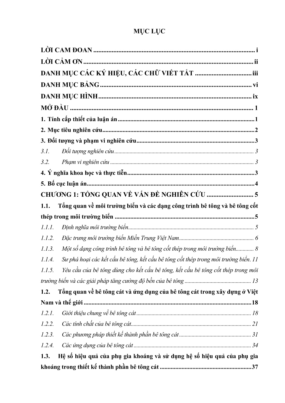 Luận án Nghiên cứu tính năng bê tông cát sử dụng tro bay, xỉ lò cao cho kết cấu công trình trong môi trường biển miền Trung trang 3