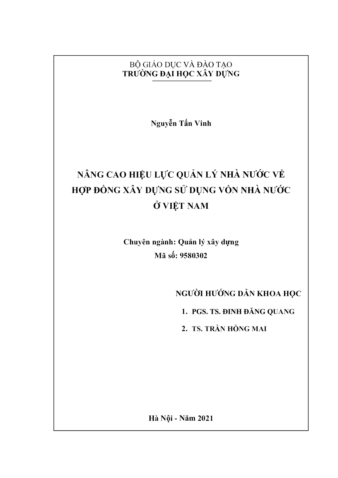 Luận án Nâng cao hiệu lực quản lý nhà nước về hợp đồng xây dựng sử dụng vốn nhà nước ở Việt Nam trang 2