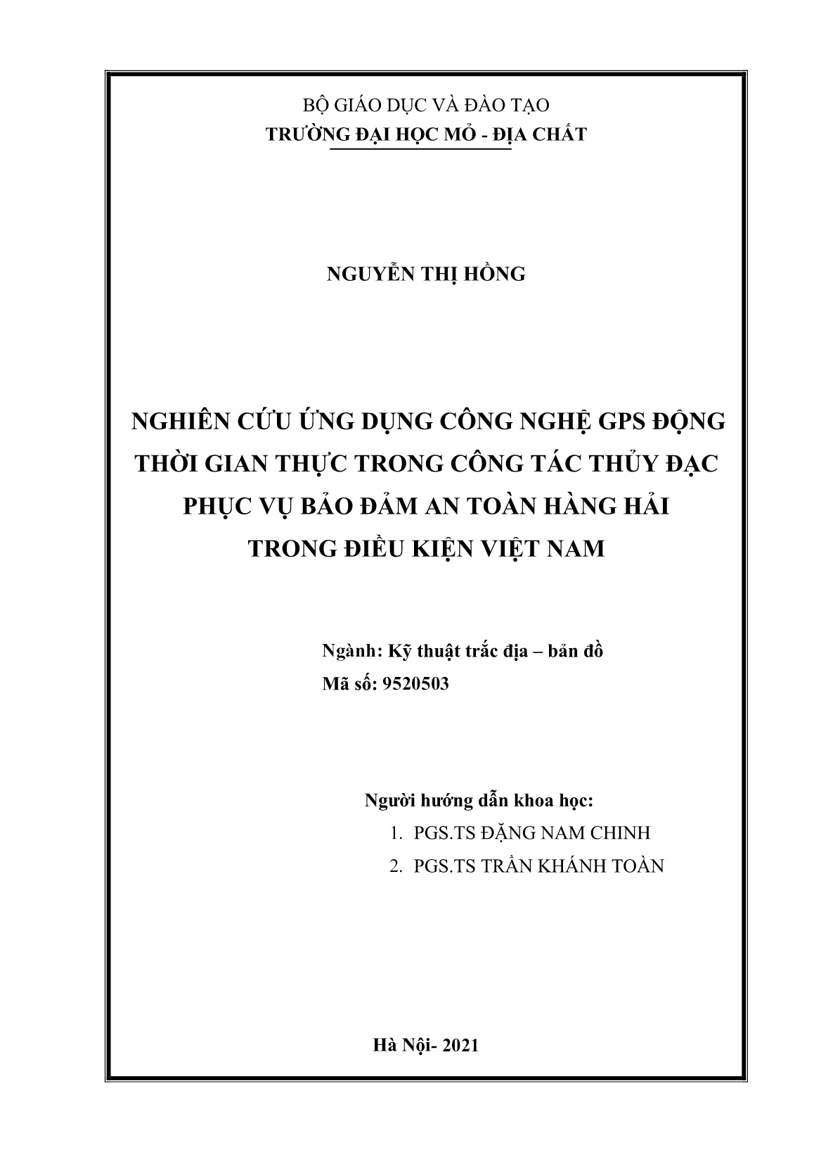 Luận án Nghiên cứu ứng dụng công nghệ GPS động thời gian thực trong công tác thủy đạc phục vụ bảo đảm an toàn hàng hải trong điều kiện Việt Nam trang 2