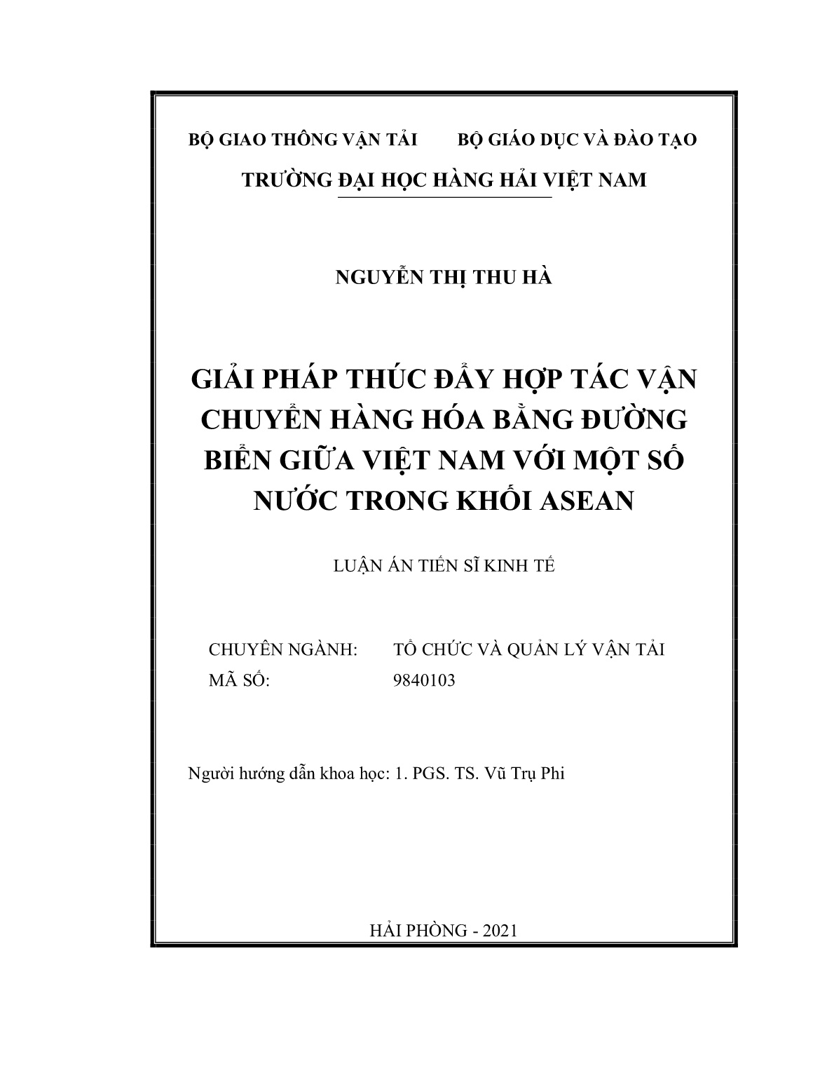 Luận án Giải pháp thúc đẩy hợp tác vận chuyển hàng hóa bằng đường biển giữa Việt Nam với một số nước trong khối ASEAN trang 2