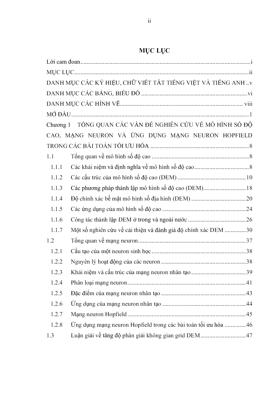 Luận án Nghiên cứu nâng cao độ chính xác của mô hình số độ cao dạng Grid bằng mạng Neuron Hopfield trang 4