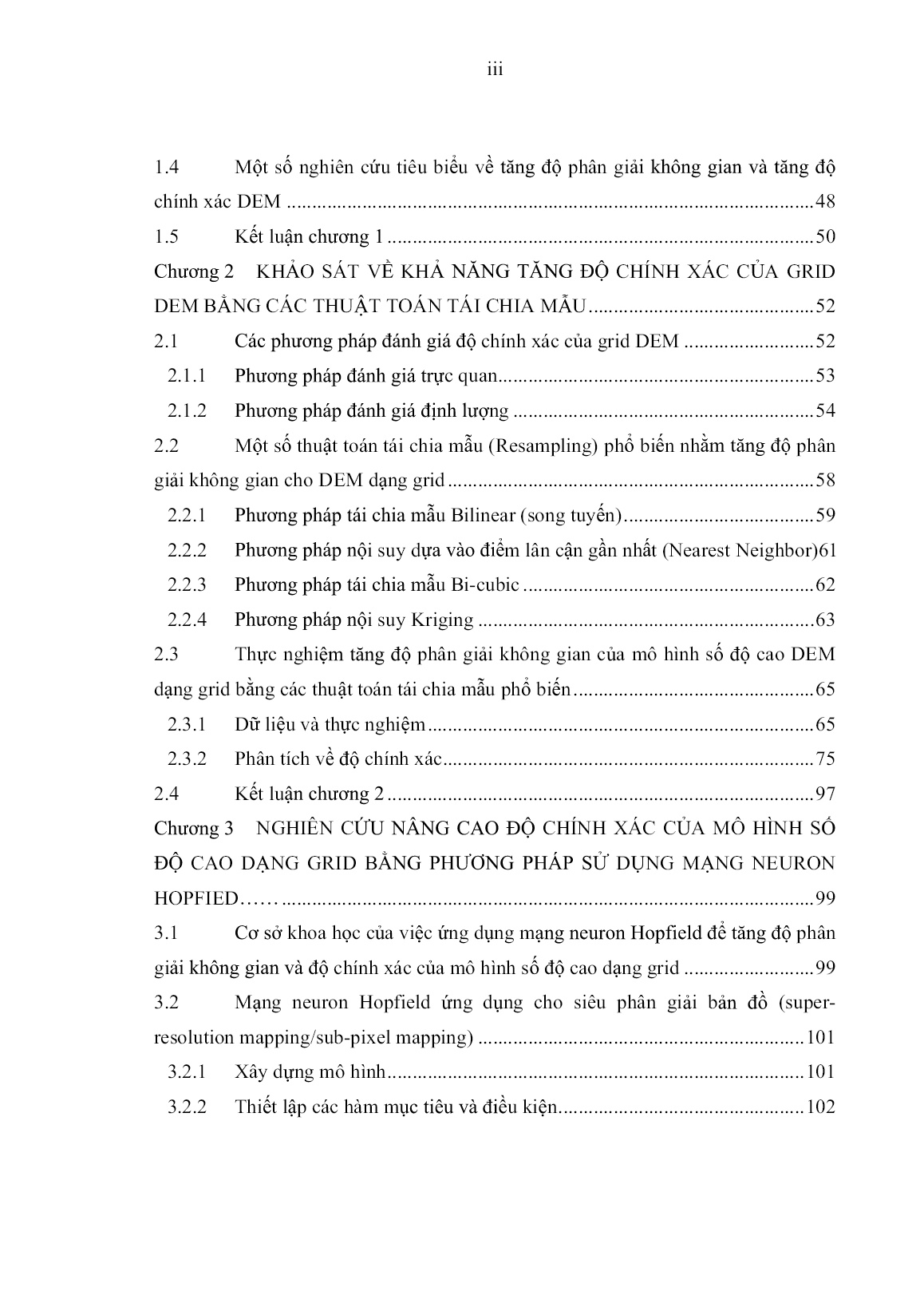 Luận án Nghiên cứu nâng cao độ chính xác của mô hình số độ cao dạng Grid bằng mạng Neuron Hopfield trang 5