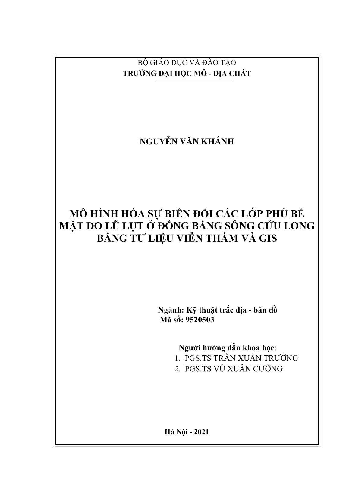 Luận án Mô hình hóa sự biến đổi các lớp phủ bề mặt do lũ lụt ở Đồng bằng sông Cửu Long bằng tư liệu viễn thám và GIS trang 2