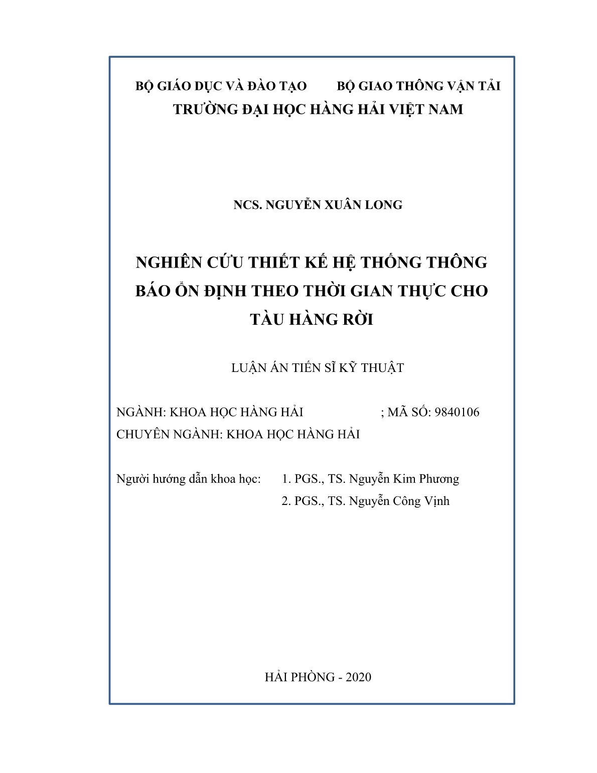 Luận án Nghiên cứu thiết kế hệ thống thông báo ổn định theo thời gian thực cho tàu hàng rời trang 2