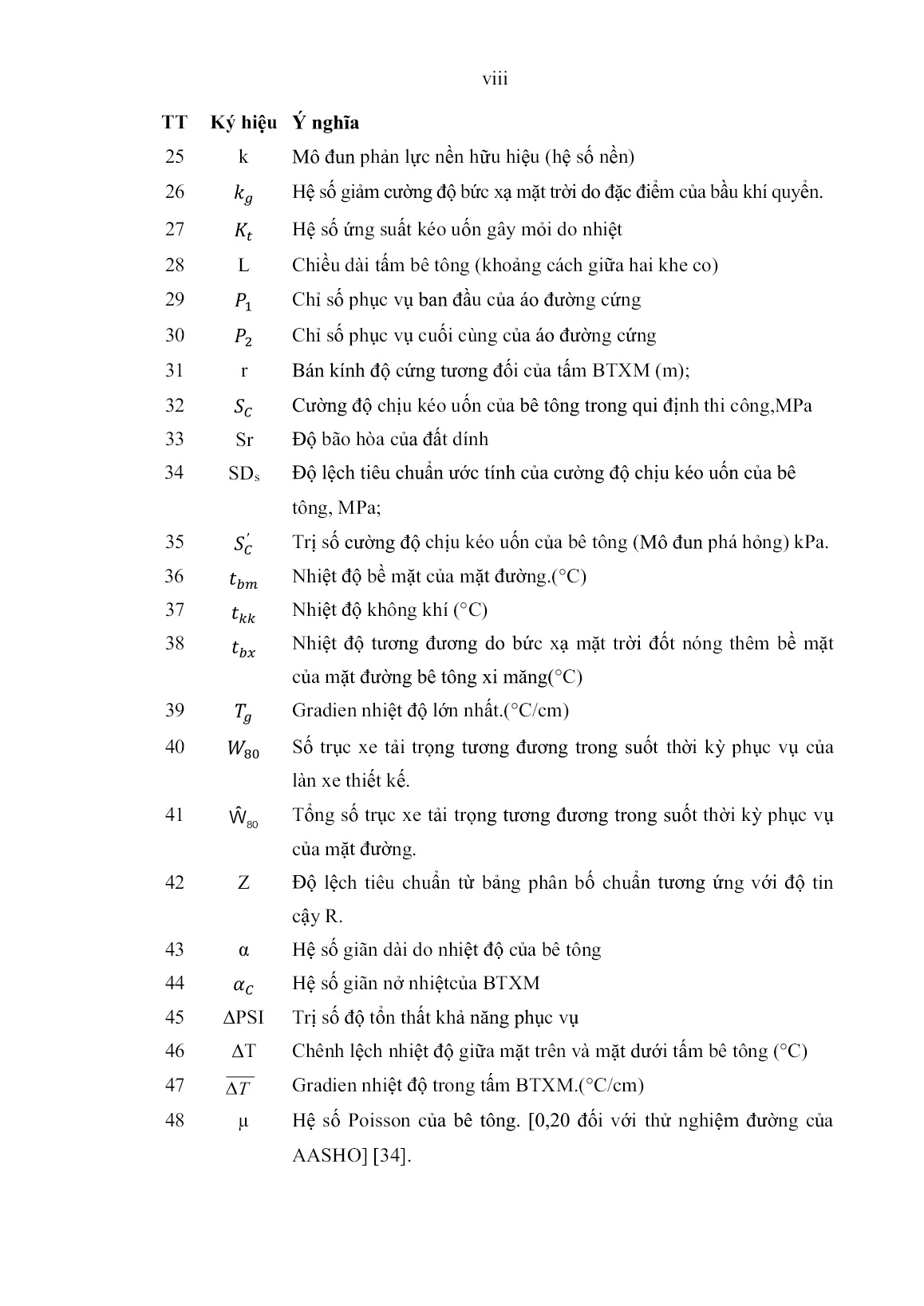 Luận án Nghiên cứu một số thông số thiết kế tấm bê tông xi măng mặt đường cứng trong điều kiện khí hậu miền trung Việt Nam theo tiêu chuẩn AASHTO trang 10