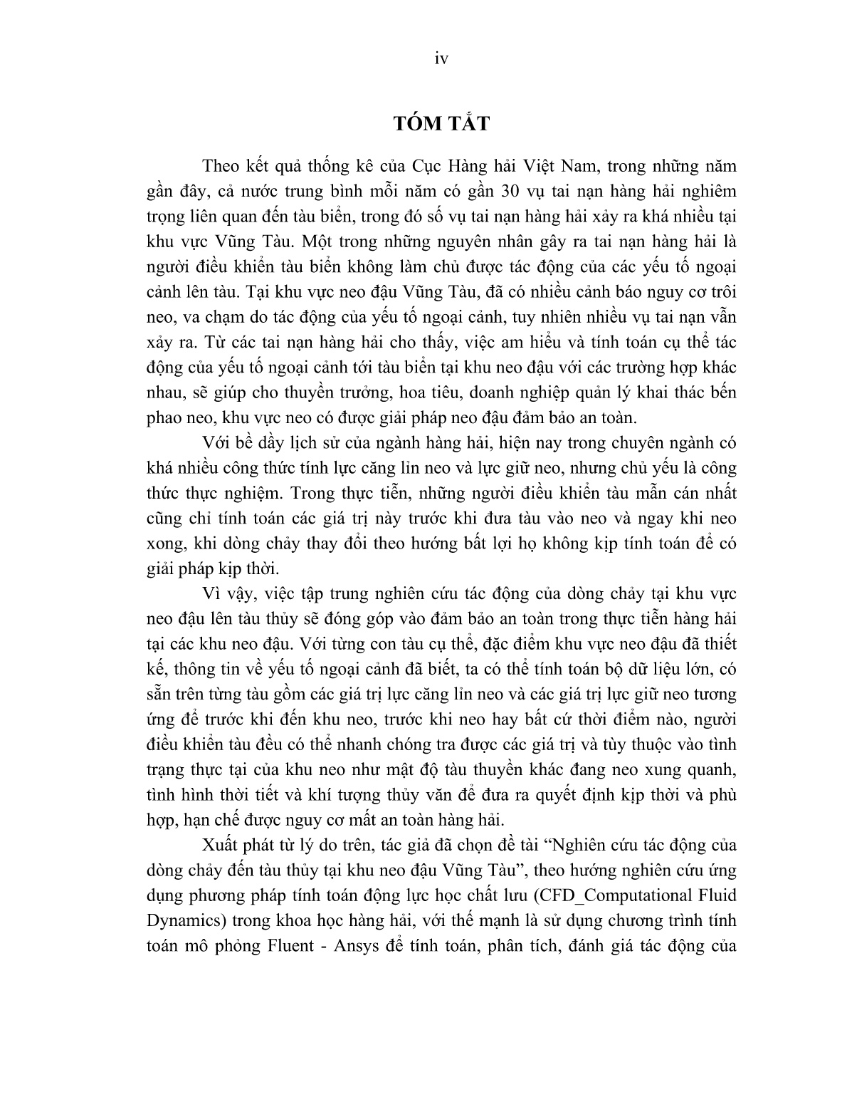 Luận án Nghiên cứu tác động của dòng chảy đến tàu thủy tại khu neo đậu Vũng Tàu trang 6
