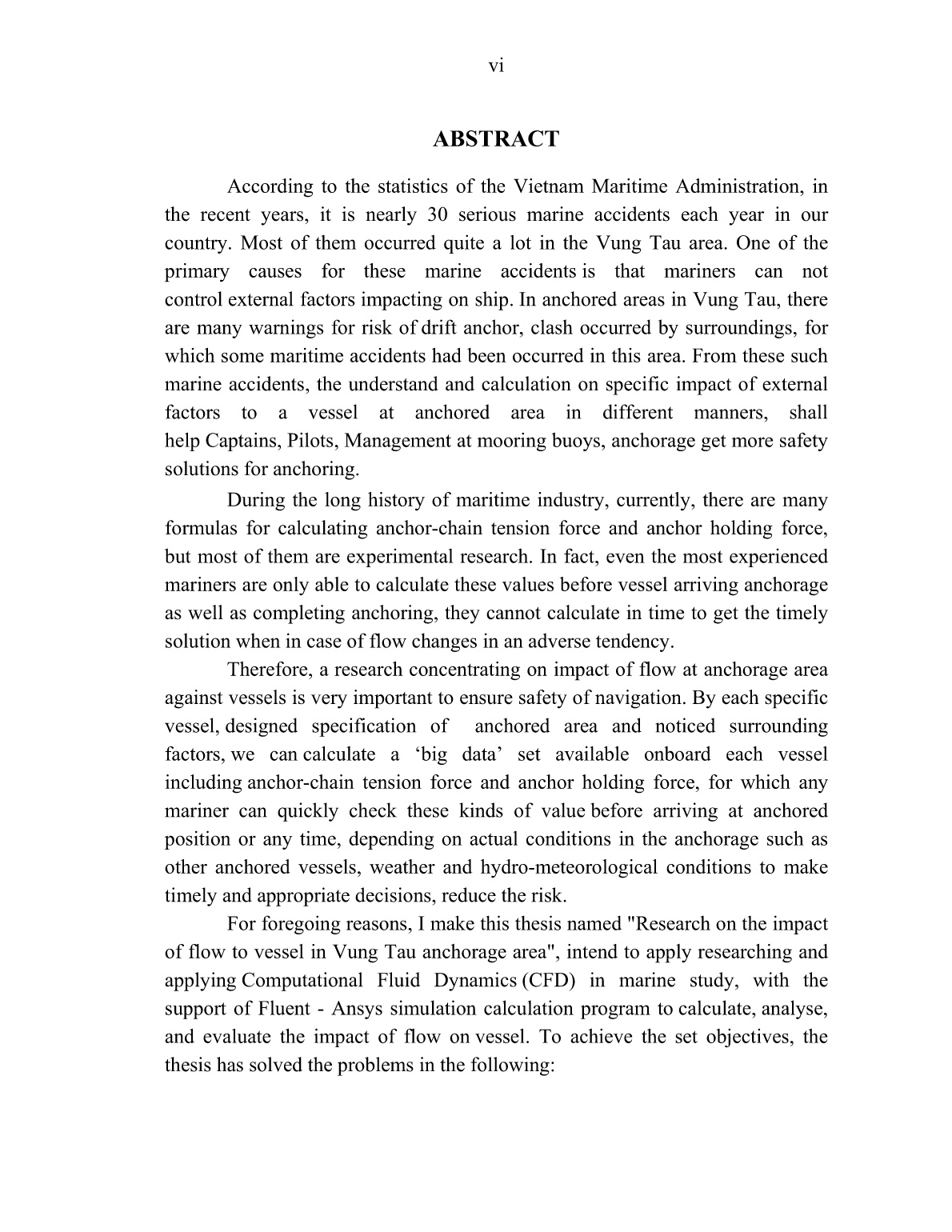 Luận án Nghiên cứu tác động của dòng chảy đến tàu thủy tại khu neo đậu Vũng Tàu trang 8
