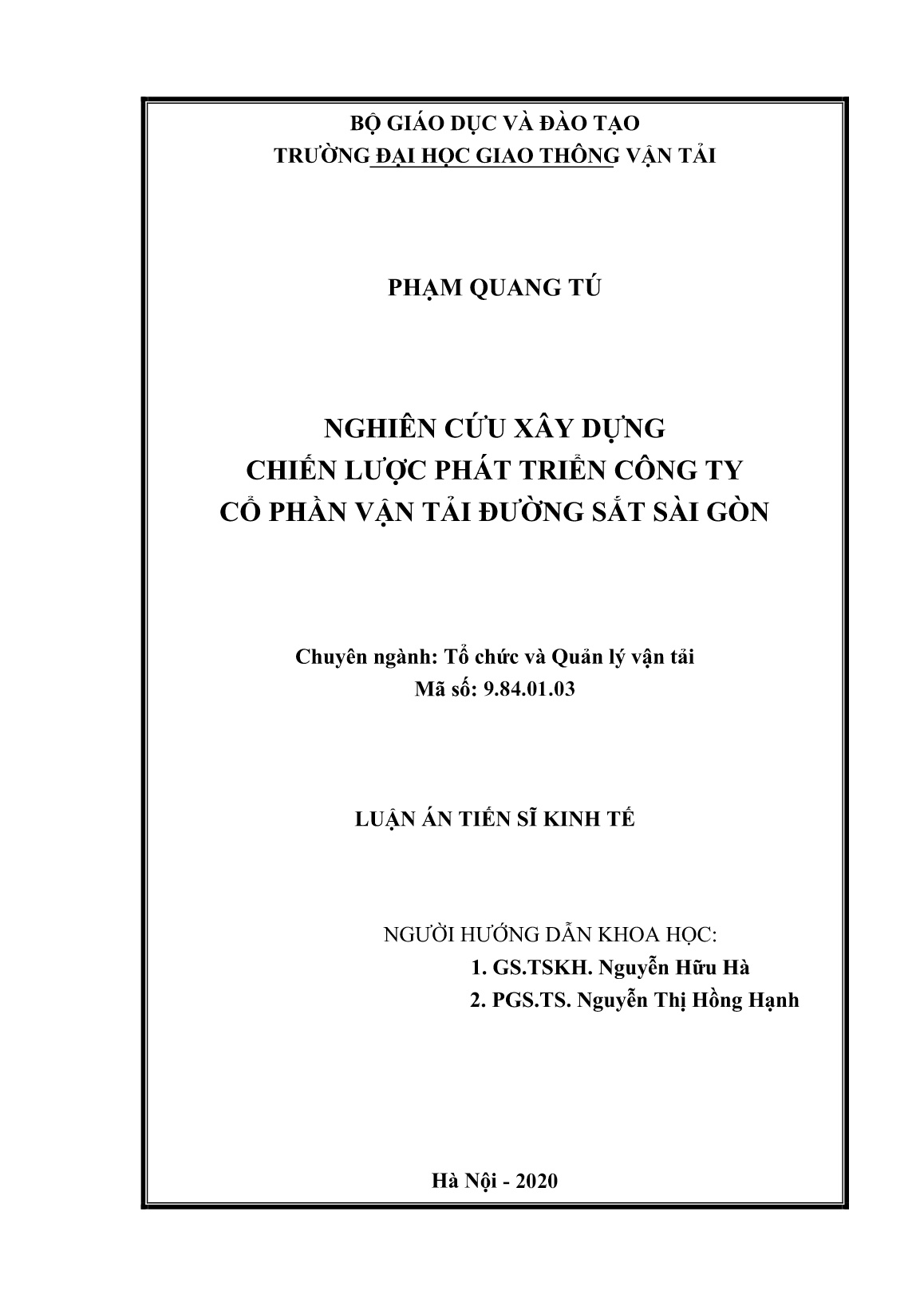 Luận án Nghiên cứu xây dựng chiến lược phát triển công ty cổ phần vận tải đường sắt Sài Gòn trang 2